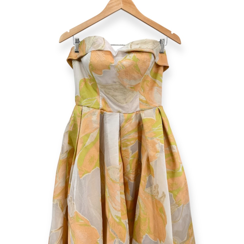 Mac Duggal Strapless Dress in Orange and Green Floral - Picture 6 of 14